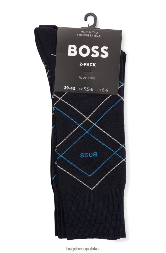 Hugo Boss hugo niebieski dwupak skarpetek z mieszanki merceryzowanej bawełny ciemny niebieski R0X0H64059