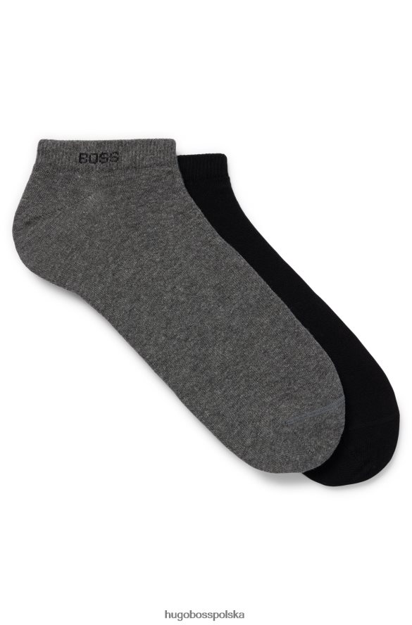 Hugo Boss hugo szary dwupak skarpetek do kostki z mieszanki bawełny szary R0X0H62128