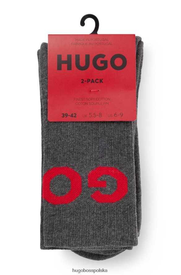 Hugo Boss hugo szary dwupak skarpetek z mieszanki bawełny szary R0X0H63309