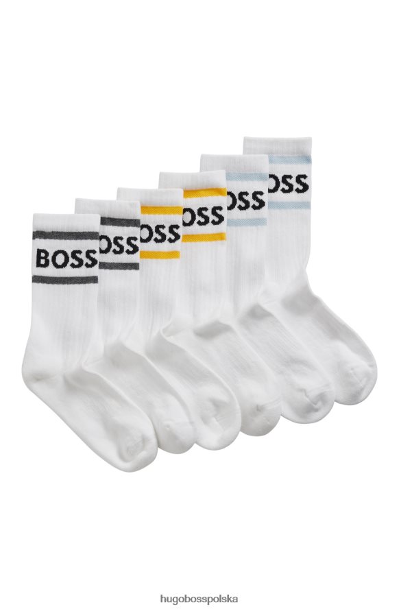 Hugo Boss hugo trzypak krótkich skarpetek w paski i logo białe biały R0X0H64236