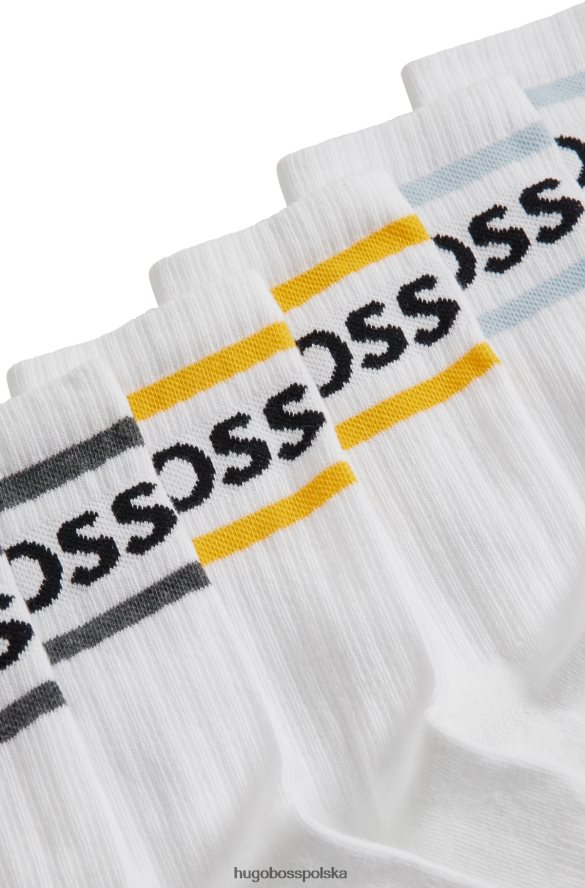 Hugo Boss hugo trzypak krótkich skarpetek w paski i logo białe biały R0X0H64236