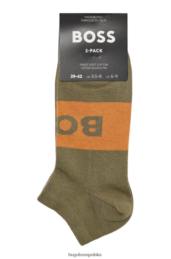 Hugo Boss jasnozielony dwupak skarpetek do kostki z mieszanki bawełny hugo jasnozielony R0X0H61559
