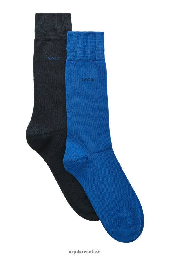 Hugo Boss niebieski dwupak skarpetek z bawełny o regularnej długości hugo niebieski R0X0H61248
