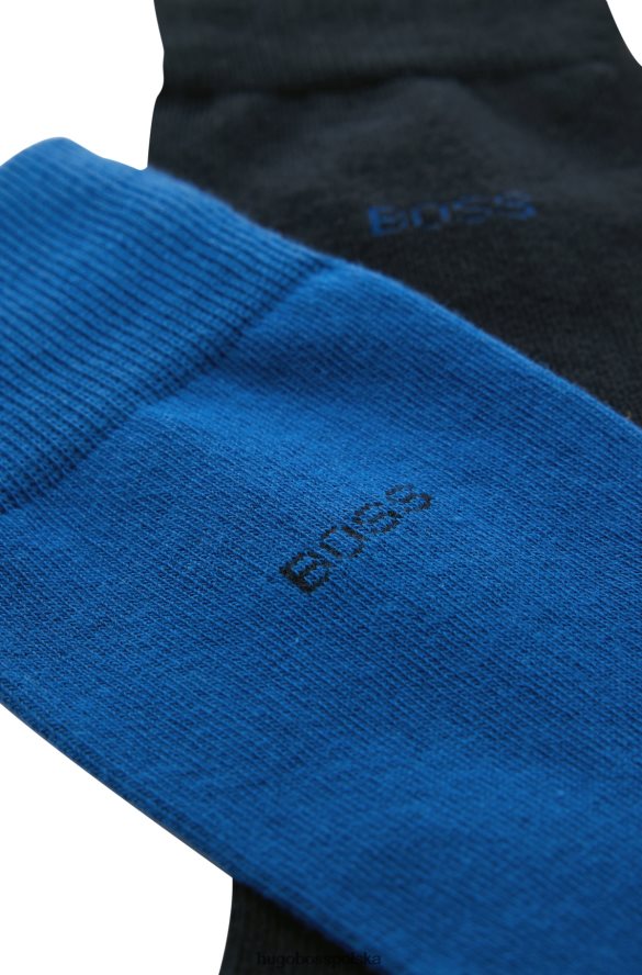 Hugo Boss niebieski dwupak skarpetek z bawełny o regularnej długości hugo niebieski R0X0H61248