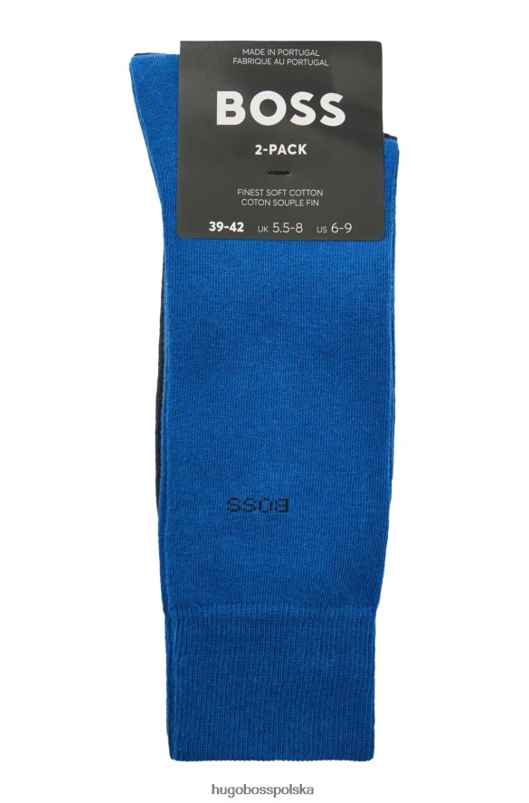 Hugo Boss niebieski dwupak skarpetek z bawełny o regularnej długości hugo niebieski R0X0H61248