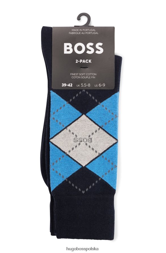 Hugo Boss niebieski hugo dwupak skarpetek o regularnej długości z mieszanki bawełny niebieski R0X0H62202