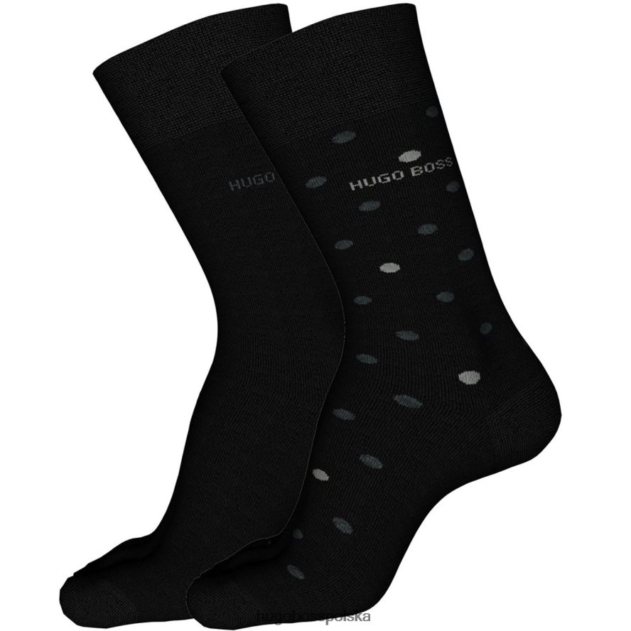 Hugo Boss skarpetki 2 szt. 50420244 czarne czarny/węgiel/czerwony R0X0H6582