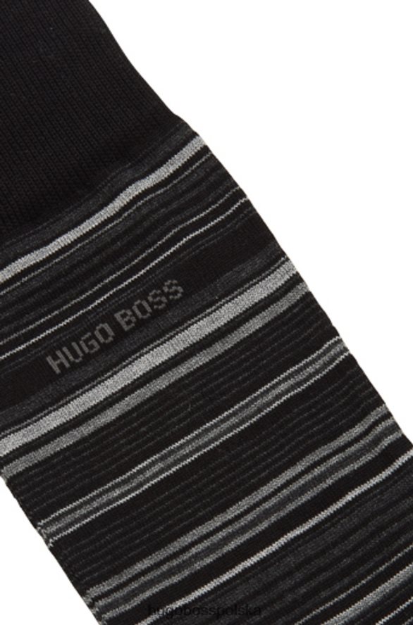 Hugo Boss skarpetki w paski 50414697 czarne czarny/granatowy/jasnoniebieski R0X0H6633