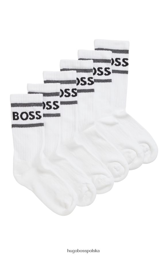 Hugo Boss trójpak krótkich skarpetek w paski i logo hugo białe biały R0X0H64237