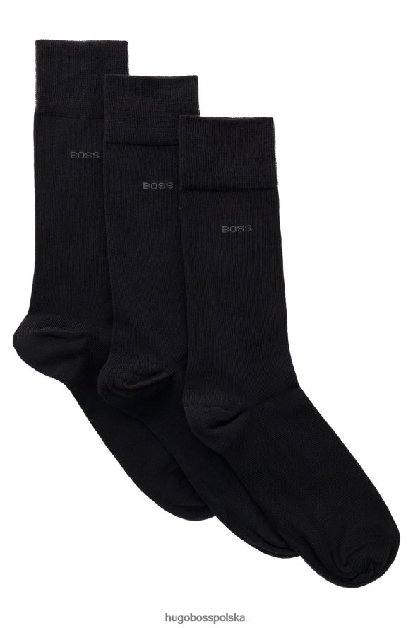 Hugo Boss trzypak skarpetek o regularnej długości z elastycznej tkaniny w kolorze czarnym hugo czarny R0X0H61165