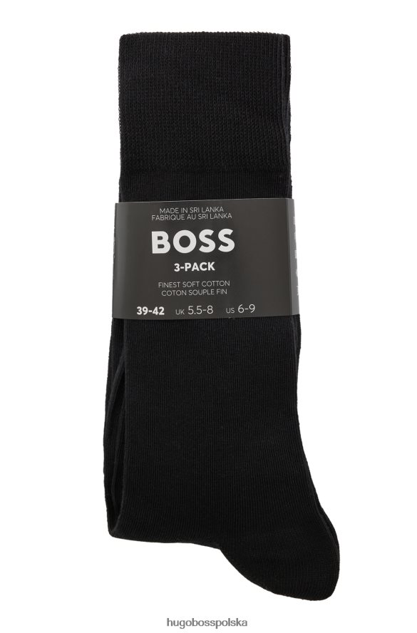 Hugo Boss trzypak skarpetek o regularnej długości z elastycznej tkaniny w kolorze czarnym hugo czarny R0X0H61165