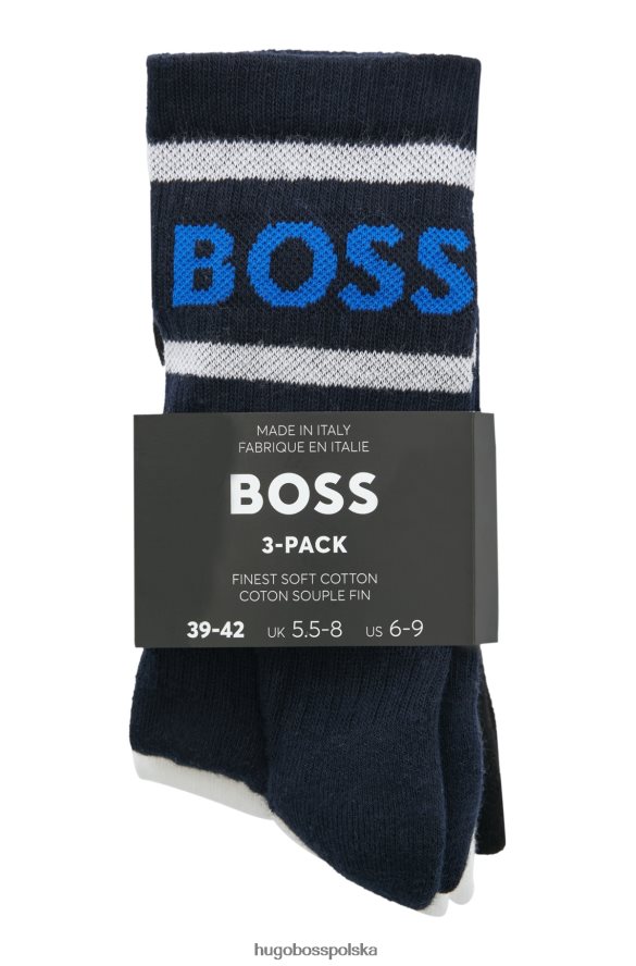 Hugo Boss wzorzysty trójpak krótkich skarpetek hugo w paski i logo wzorzyste R0X0H64234