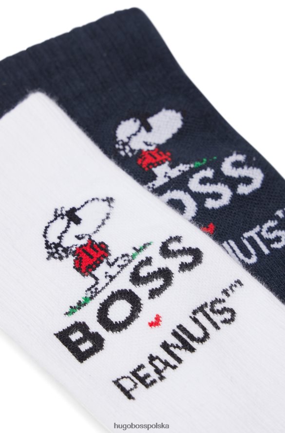 Hugo Boss x orzeszki ziemne – dwupak skarpetek z mieszanki bawełny z ekskluzywnymi czarnymi grafikami biało-czarny R0X0H61803