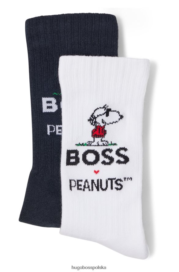 Hugo Boss x orzeszki ziemne – dwupak skarpetek z mieszanki bawełny z ekskluzywnymi czarnymi grafikami biało-czarny R0X0H61803