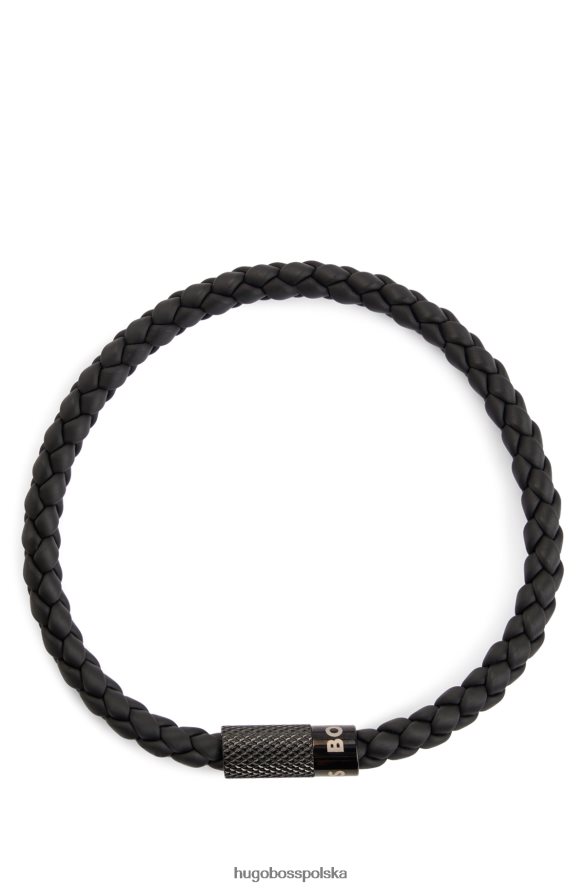 Hugo Boss Włoski mankiet z plecionej gumy z magnetycznym zapięciem na logo, czarny hugo czarny R0X0H65508