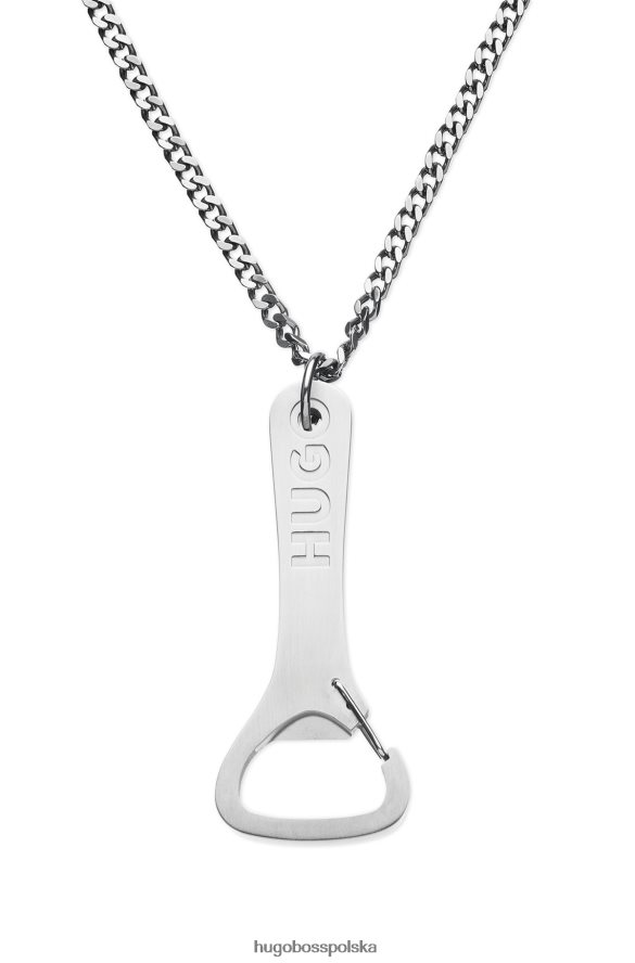 Hugo Boss łańcuszek z markową zawieszką-otwieraczem do butelek w kolorze srebrnym hugo srebro R0X0H65824