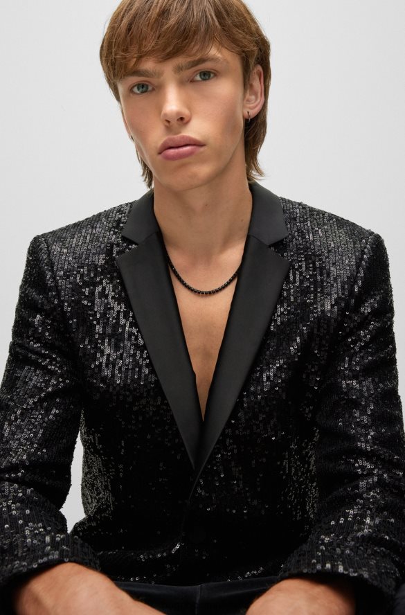 Hugo Boss czarny naszyjnik ze stali czarnej z fasetowanymi kamieniami hugo czarny R0X0H65503