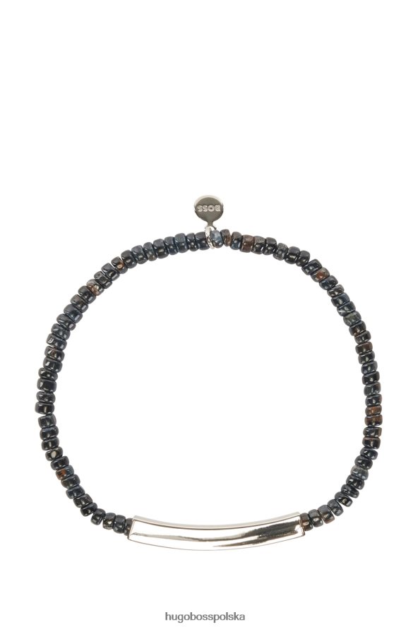 Hugo Boss mankiet w kształcie tygrysiego oka z wygrawerowanym logo paskiem hugo w kolorze ciemnoszarym ciemno szary R0X0H65334