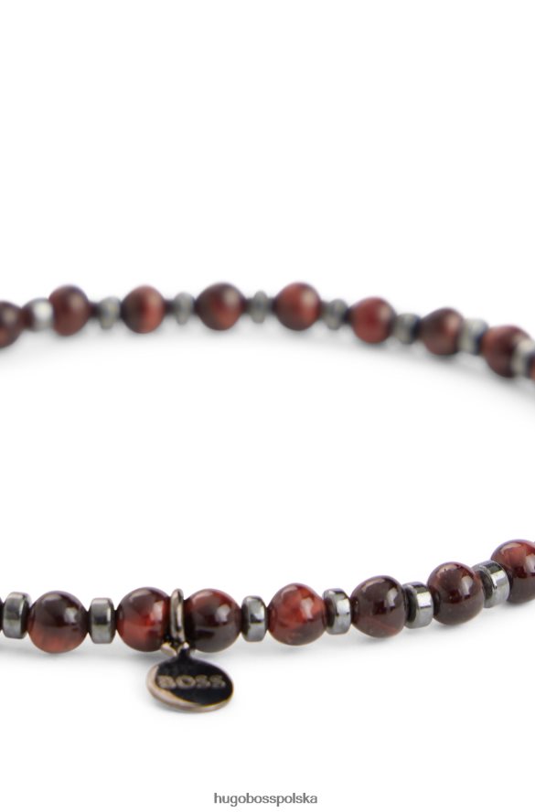 Hugo Boss mankiet z brązowym tygrysim okiem i hematytem z metalową przywieszką hugo brązowy R0X0H65583