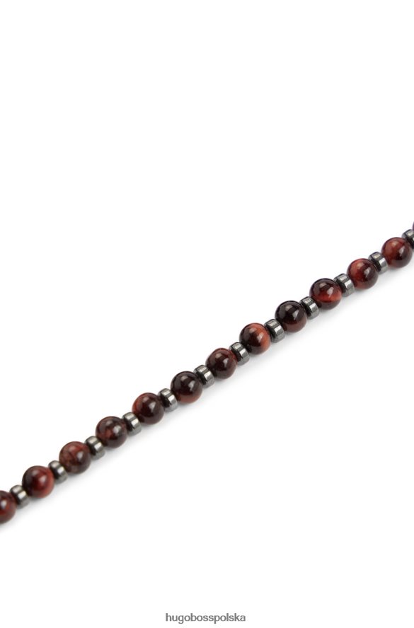 Hugo Boss mankiet z brązowym tygrysim okiem i hematytem z metalową przywieszką hugo brązowy R0X0H65583