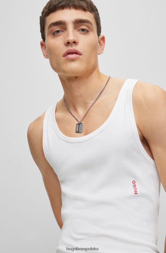 Hugo Boss srebrny łańcuszek hugo z dwukolorową zawieszką z logo-nieśmiertelnikiem srebro R0X0H65262
