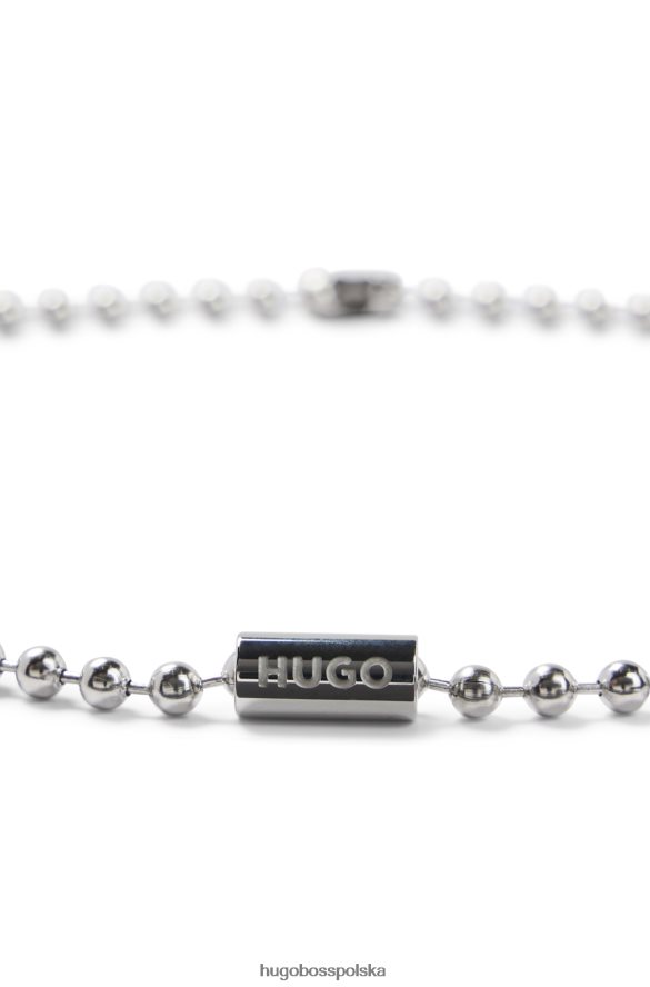 Hugo Boss srebrny naszyjnik na łańcuszku kulkowym z markowym cylindrem hugo srebro R0X0H65617