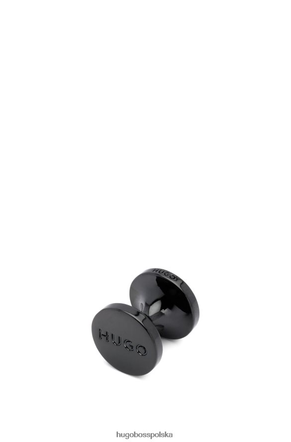 Hugo Boss Czarne okrągłe spinki do mankietów Hugo z kolorowym emaliowanym rdzeniem czarny R0X0H65140