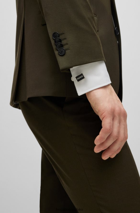 Hugo Boss Czarne spinki do mankietów z logo Hugo i czarną emalią czarny R0X0H65619