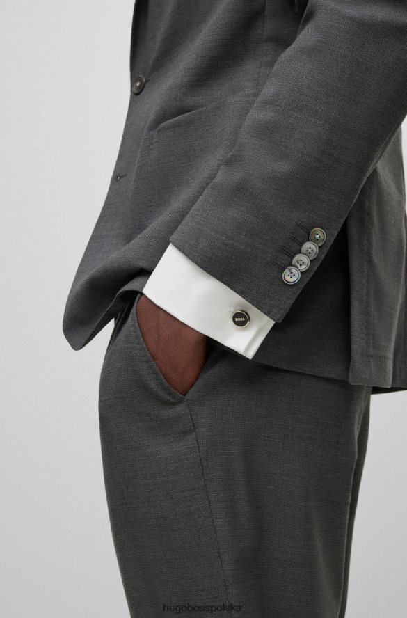 Hugo Boss Hugo srebrne okrągłe spinki do mankietów w kolorze mosiądzu z kontrastowym logo srebro R0X0H65541