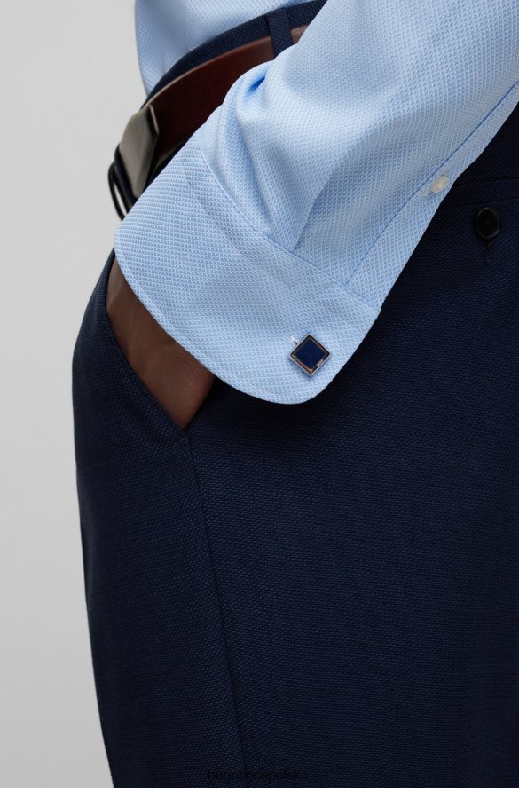 Hugo Boss ciemnoniebieskie kwadratowe spinki do mankietów z emaliowanym rdzeniem hugo ciemny niebieski R0X0H65544
