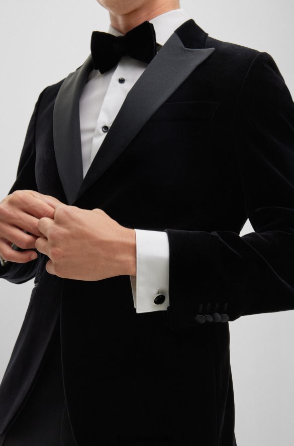 Hugo Boss czarne okrągłe spinki do mankietów z wstawką ze szkła fasetowanego i efektem polerowania hugo czarny R0X0H65862