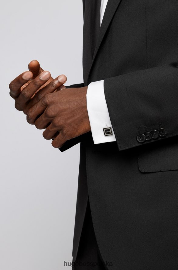 Hugo Boss spinki do mankietów kwadratowe 50470679 czarne czarny R0X0H6523