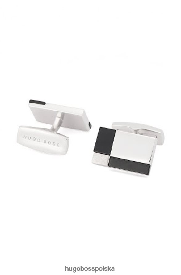 Hugo Boss spinki do mankietów t-carl 50331879 czarne czarny biały R0X0H6618