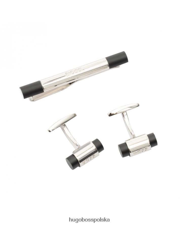 Hugo Boss zestaw spinek do mankietów i spinek do krawata kail 50470684 czarny czarny R0X0H6526