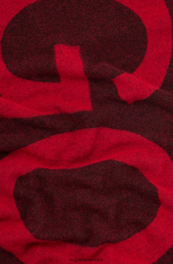 Hugo Boss Czerwony szalik unisex hugo z logo, z mieszanki wełny czerwony R0X0H65171