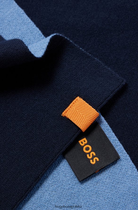 Hugo Boss Dwustronny szalik hugo z bawełny i wełny w kolorze ciemnoniebieskim ciemny niebieski R0X0H65073