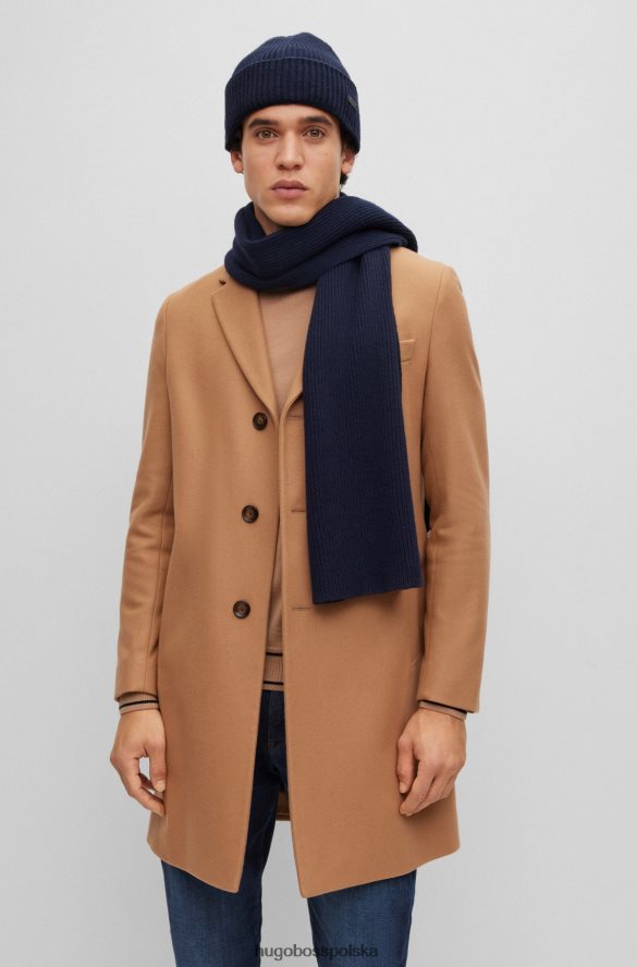 Hugo Boss Zestaw ciemnoniebieskiego szalika hugo i czapki beanie z logo ze sztucznej skóry ciemny niebieski R0X0H65065