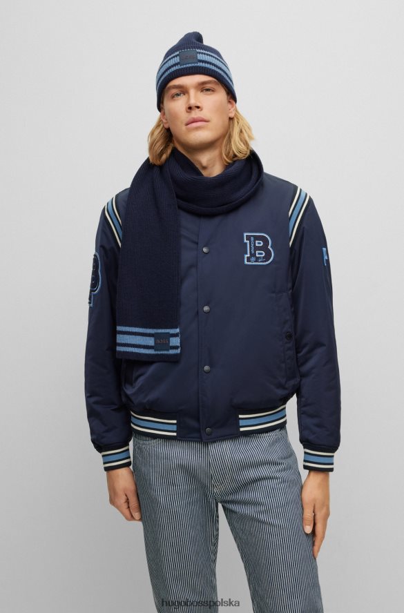 Hugo Boss Zestaw upominkowy: szalik z naszywką z logo i czapka beanie, ciemnoniebieski hugo ciemny niebieski R0X0H65622
