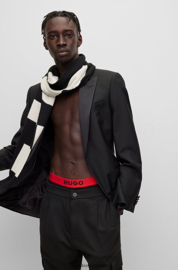 Hugo Boss dzianinowy szalik z żakardowym logo w kolorze białym hugo biały R0X0H65074