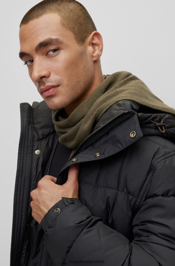 Hugo Boss gładki szalik z tkaną naszywką z logo Hugo w kolorze ciemnozielonym ciemnozielony R0X0H65295