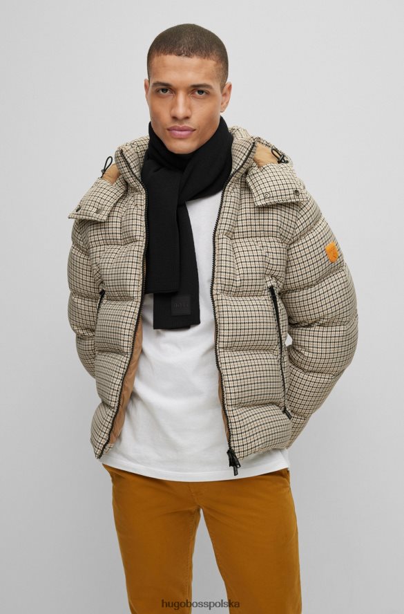 Hugo Boss prążkowany szalik z miękkiej przędzy z silikonową naszywką z logo, czarny hugo czarny R0X0H65167