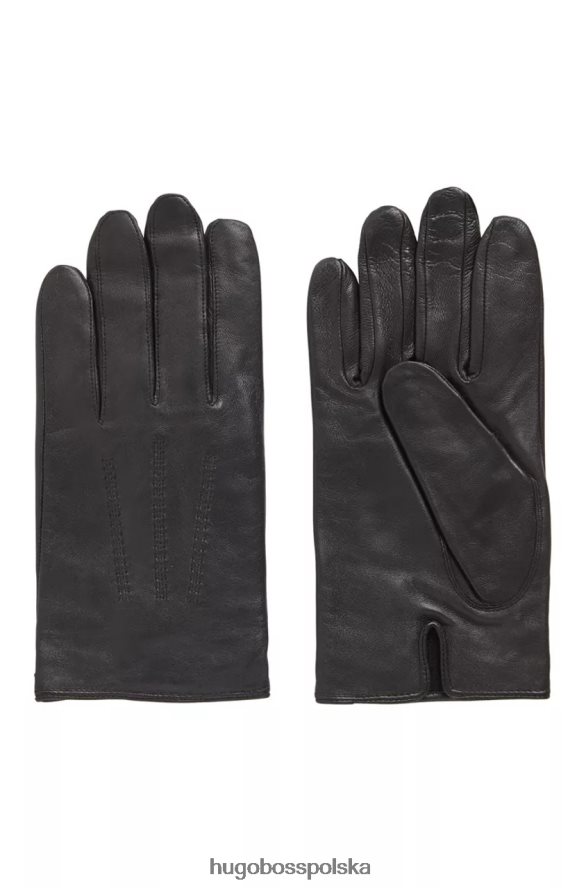 Hugo Boss skórzane rękawiczki hainz 50437119 brązowe brązowy/czarny/granatowy R0X0H6594