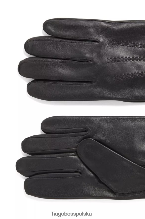 Hugo Boss skórzane rękawiczki hainz 50437119 brązowe brązowy/czarny/granatowy R0X0H6594