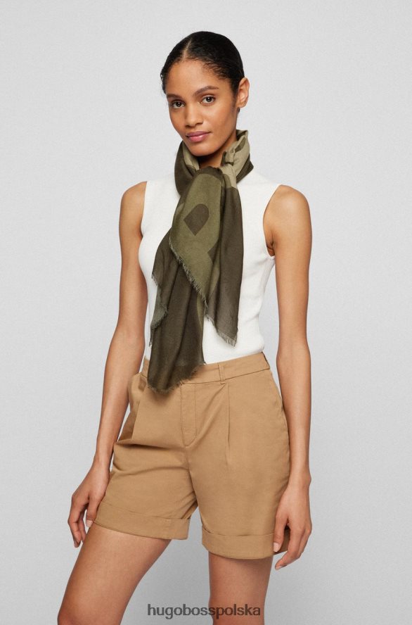 Hugo Boss szalik c logana 50469198 zielony zielony biały R0X0H6832