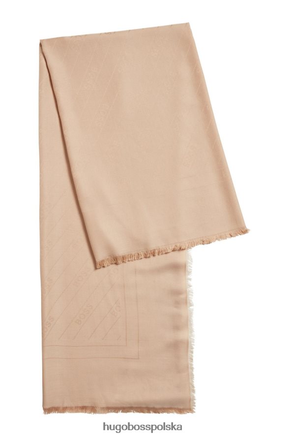 Hugo Boss szalik ledonia 50464170 beżowy beżowy/czarny R0X0H6843