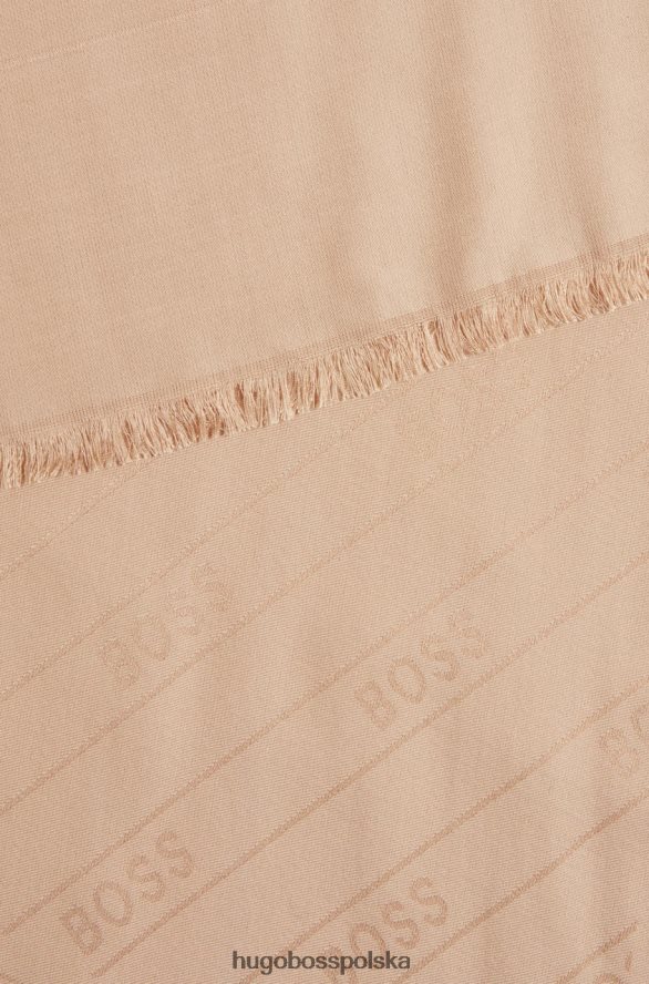 Hugo Boss szalik ledonia 50464170 beżowy beżowy/czarny R0X0H6843