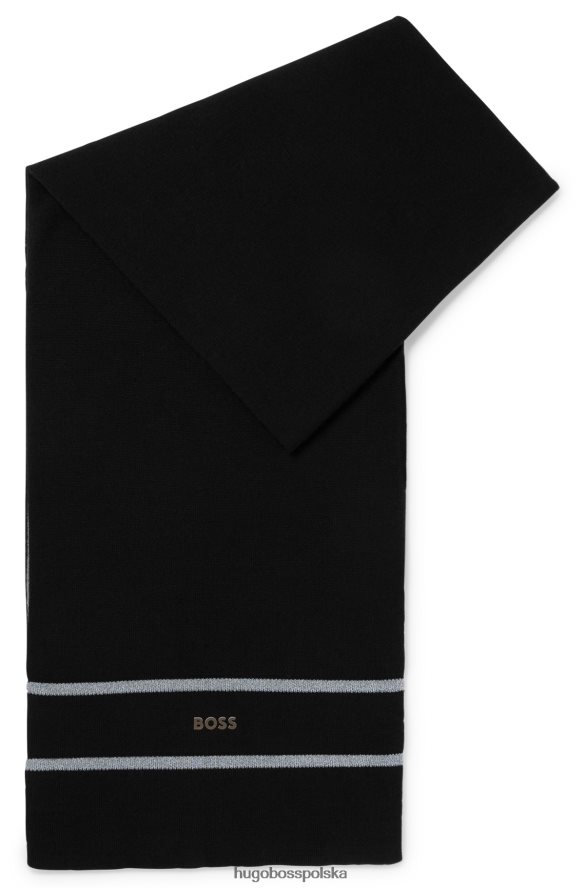 Hugo Boss szalik z ozdobnym odblaskowym paskiem i logo hugo czarny czarny R0X0H65532