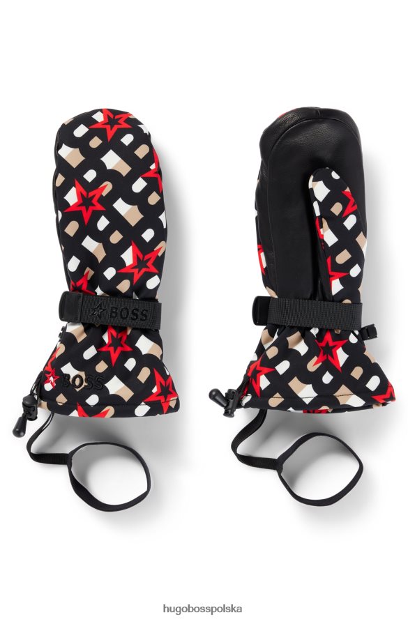 Hugo Boss x rękawiczki Perfect Moment z monogramem i skórzanymi wykończeniami beżowy R0X0H65843