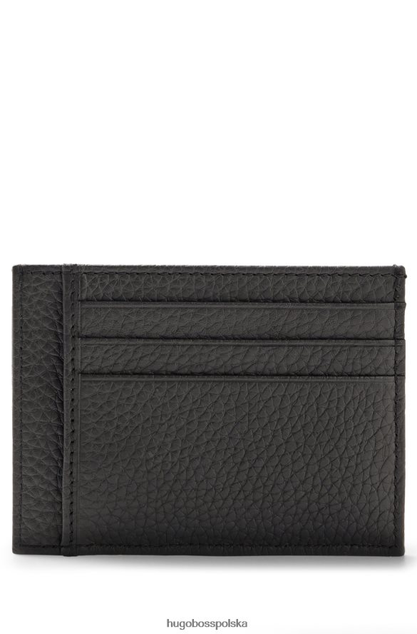 Hugo Boss Czarne etui na karty hugo ze skóry ziarnistej z logo czarny R0X0H65581