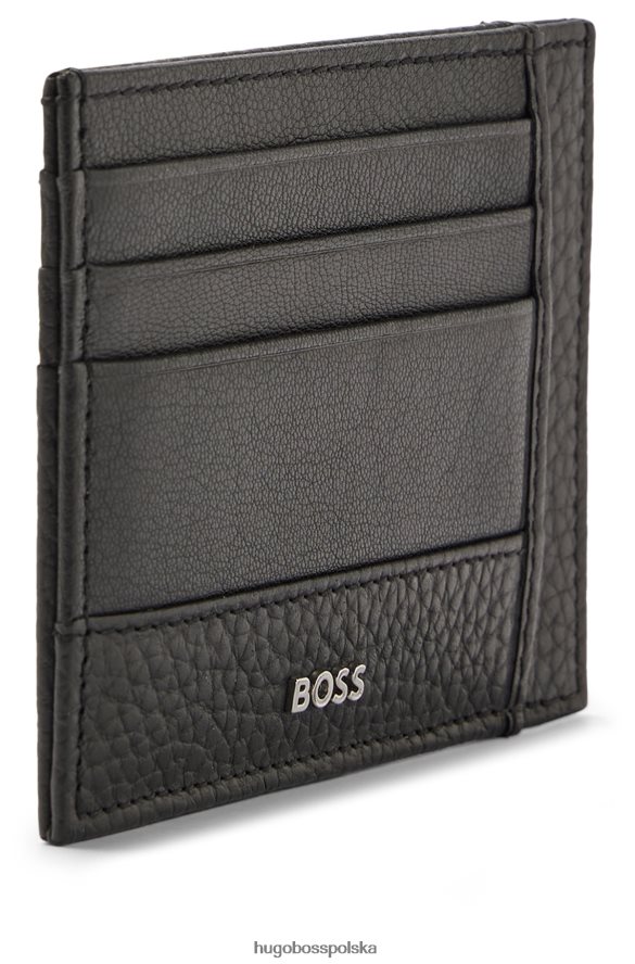 Hugo Boss Czarne etui na karty hugo ze skóry ziarnistej z logo czarny R0X0H65581